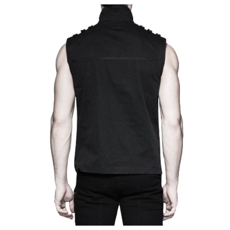 Men Gothic Cyber Vest Steampunk Military Rock Black Vest Top  (2025)